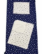 DESEDA Set 3 piese paturica cu cearsaf si pernuta 160x80 cm Mix stelute bleumarin