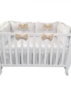 DESEDA Set 4 perne aparatori super groase albe + cearsaf cu volanas si fundite 140x70 cm bej