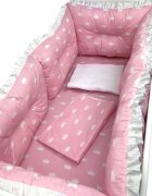 DESEDA Set 6 aparatori protectii laterale patut 140x70 cm Coronite albe pe roz