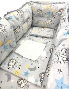 DESEDA Set 6 aparatori protectii laterale patut 140x70 cm Ursuleti somnorosi gri