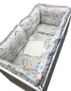 DESEDA Set 6 aparatori protectii laterale patut 140x70 cm Ursuleti somnorosi gri