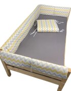 DESEDA Set aparatori laterale Maxi pentru pat Montessori 120x200 cm Zig zag galben gri