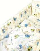 DESEDA Set de aparatori pufoase h35 pat 140x70 cm DeLuxe Ursi cu albine pe crem