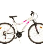 DINO BIKES Bicicleta 27.5 inch MTB Ring alb pentru copii cu varsta de peste 12 ani si o inaltime de peste 160 cm frana de mana pe roata fataspate transmisie Shimano cu 18 viteze suspensii la roata din fata cric
