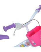 DINO BIKES Bicicleta copii Barbie 12 inch varsta 3-5 ani inaltimea 87-110 cm roti din spuma EVA roti ajutatoare detasabile scaun pentru papusa in spate cos spatios de depozitare in fata