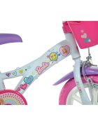 DINO BIKES Bicicleta copii Barbie 12 inch varsta 3-5 ani inaltimea 87-110 cm roti din spuma EVA roti ajutatoare detasabile scaun pentru papusa in spate cos spatios de depozitare in fata