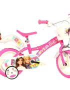 DINO BIKES Bicicleta copii Barbie 12 inch varsta 3-5 ani si o inaltime cuprinsa intre 87-110 cm roti spuma EVA frana de mana pe roata din fata roti ajutatoare detasabile scaun pentru papusa in spate cosulet fata