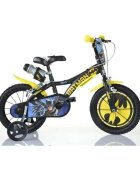 DINO BIKES Bicicleta copii Batman 16 inch varsta 5-7 ani inaltimea 107-125 cm frana de mana pe ambele roti scaun reglabil roti ajutatoare detasabile licentiata Batman