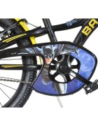 DINO BIKES Bicicleta copii Batman 20 inch varsta 7-11 ani inaltimea 120-145 cm frana de mana pe roata fataspate suport cu sticla de apa cric claxon pe ghidon rotile sunt prevazute cu reflectoare anvelope gonflabile