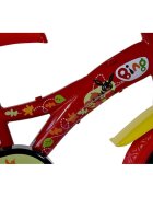DINO BIKES Bicicleta copii Bing 12 inch varsta 3-5 ani inaltimea 87-110 cm cu roti ajutatoare anvelope spuma EVA pinion spate fix frana de mana pe roata din fata