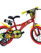 DINO BIKES Bicicleta copii Bing 14 inch varsta 4-7 ani inaltimea 95-115 cm frana de mana pe roata fataspate pinion spate fix roti ajutatoare detasabile suport cu sticla de apa