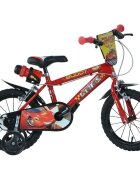 DINO BIKES Bicicleta copii Cars 16 inch varsta 6-8 ani inaltimea 107-125 cm anvelope gonflabile frana de mana roata din fataspate suport cu sticla de apa frana de mana roata din fataspate