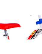 DINO BIKES Bicicleta copii cu maner pentru parinti albastru varsta 2-4 ani 10 inch roti ajutatoare frana pe roata din fata claxon inaltimea recomandata 78-90 cm