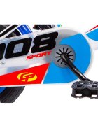 DINO BIKES Bicicleta copii cu maner pentru parinti albastru varsta 2-4 ani 10 inch roti ajutatoare frana pe roata din fata claxon inaltimea recomandata 78-90 cm