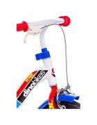 DINO BIKES Bicicleta copii cu maner pentru parinti albastru varsta 2-4 ani 10 inch roti ajutatoare frana pe roata din fata claxon inaltimea recomandata 78-90 cm