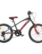 DINO BIKES Bicicleta copii MTB baieti sport negru 20 inch cu 6 viteze si suspensie varsta 7-11 ani inaltimea 120-145 cm frana de mana pe roata fataspate cric roti prevazute cu reflectoare
