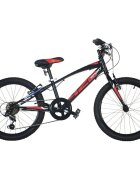 DINO BIKES Bicicleta copii MTB baieti sport negru 20 inch cu 6 viteze varsta 7-11 ani inaltimea 120-145 cm anvelope gonflabile frana de mana pe roata fataspate cric roti prevazute cu reflectoare