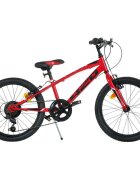 DINO BIKES Bicicleta copii MTB baieti sport rosu 20 inch cu 6 viteze varsta 7-11 ani inaltimea 120-145 cm anvelope gonflabile frana de mana pe roata fataspate cric roti prevazute cu reflectoare