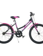 DINO BIKES Bicicleta copii MTB fete sport negru 20 inch varsta 7-11 ani inaltimea 120-145 cm anvelope gonflabile frana de mana pe roata fataspate claxon pe ghidon cric