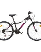 DINO BIKES Bicicleta copii MTB Ring negru 26 inch pentru copii cu varsta de peste 11 ani si o inaltime de peste 145 cm frana de mana pe roata fataspate transmisie Shimano cu 18 viteze suspensii la roata din fata cric