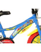 DINO BIKES Bicicleta copii Pinocchio 16 inch varsta 6-8 ani inaltimea 107-125 cm frana de mana roata din fataspate roti ajutatoare detasabile scut frontal scaun ergonomic moale suport cu sticla de apa