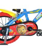 DINO BIKES Bicicleta copii Pinocchio 16 inch varsta 6-8 ani inaltimea 107-125 cm frana de mana roata din fataspate roti ajutatoare detasabile scut frontal scaun ergonomic moale suport cu sticla de apa