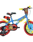 DINO BIKES Bicicleta copii Pinocchio 16 inch varsta 6-8 ani inaltimea 107-125 cm frana de mana roata din fataspate roti ajutatoare detasabile scut frontal scaun ergonomic moale suport cu sticla de apa