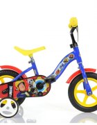 DINO BIKES Bicicleta copii Pompierul Sam 10 inch varsta 2-4 ani inaltimea 75-90 cm scaun reglabil roti ajutatoare detasabile