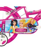 DINO BIKES Bicicleta copii Princess 16 inch varsta 6-8 ani inaltimea 107-125 cm anvelope gonflabile roti ajutatoare detasabile frana de mana pe roata din fataspatecos de depozitare in fata si scaun pentru papusa spate