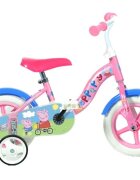 DINO BIKES Bicicleta copii Purcelusa Peppa 10 inch varsta 2-3 ani inaltimea 78-107 cm pinion fix roti spuma EVA roti ajutatoare detasabile scaun reglabil greutate maxima suportata 30 kg