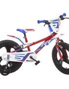 DINO BIKES Bicicleta copii R1 rosu 16 inch varsta 6-8 ani inaltimea 107-125 cm anvelope gonflabile frana de mana roata din fataspate roti ajutatoare detasabile scut frontal