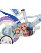 DINO BIKES Bicicleta copii Snow Queen 12 inch varsta 3-5 ani inaltimea 87-110 cm roti spuma EVA scaun pentru papusa in spate cos fata frana de mana pe roata din fata roti ajutatoare detasabile