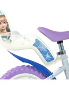 DINO BIKES Bicicleta copii Snow Queen 12 inch varsta 3-5 ani inaltimea 87-110 cm roti spuma EVA scaun pentru papusa in spate cos fata frana de mana pe roata din fata roti ajutatoare detasabile