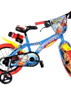 DINO BIKES Bicicleta copii Superman 16 inch varsta 5-7 ani inaltimea 107-125 cm frana de mana pe ambele roti scaun reglabil roti ajutatoare detasabile