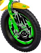 DINO BIKES Bicicleta copii Testoasele Ninja 14 inch varsta 4-7 ani inaltimea 95-115 cm frana de mana pe ambele roti pinion spate fix roti ajutatoare detasabile scut frontal