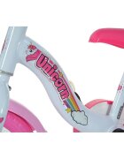 DINO BIKES Bicicleta copii Unicorn 10 inch de la 3 ani inaltimea 78-90 cm roti spuma EVA scaun ergonomic roti ajutatoare detasabile