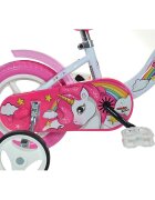DINO BIKES Bicicleta copii Unicorn 10 inch de la 3 ani inaltimea 78-90 cm roti spuma EVA scaun ergonomic roti ajutatoare detasabile