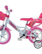 DINO BIKES Bicicleta copii Unicorn 12 inch varsta 3-5 ani inaltimea 87-110 cm anvelope spuma EVA frana de mana pe roata din fata pinion spate fix roti ajutatoare detasabile cosulet si scaun pentru papusa