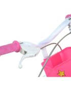 DINO BIKES Bicicleta copii Unicorn 14 inch varsta 4-7 ani inaltimea 95-115 cm frana de mana pe roata din fataspate cosulet fata si scaun pentru papusa in spate pinion spate fix roti ajutatoare detasabile