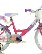 DINO BIKES Bicicleta copii Winx 16 inch varsta 5-7 ani inaltimea recomandata 107-125 cm frana de mana pe ambele roti cosulet cumparaturi si scaunel pentru papusa cauciucuri gonflabile roti ajutatoare