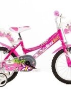 DINO BIKES Bicicleta fetite 146 RN Roz 14 inch varsta 4-7 ani inaltimea recomandata 95-115 cm roti ajutatoare frana pe ambele roti