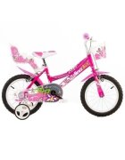 DINO BIKES Bicicleta fetite 146 RN Roz 14 inch varsta 4-7 ani inaltimea recomandata 95-115 cm roti ajutatoare frana pe ambele roti