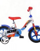 DINO BIKES Bicicleta pentru copii 108 Sport alb si albastru 10 inch de la 3 ani inaltimea 78-90 cm roti spuma EVA claxon pe ghidon roti ajutatoare