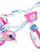 DINO BIKES Bicicleta pentru copii Alyssa 5-8 ani roti 16 inch roti ajutatoare aparatori pentru lant si roti cosulet pentru papusi si accesorii