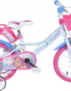 DINO BIKES Bicicleta pentru copii Alyssa 5-8 ani roti 16 inch roti ajutatoare aparatori pentru lant si roti cosulet pentru papusi si accesorii