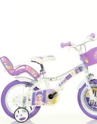 DINO BIKES Bicicleta pentru copii K-Pop 14 inch inaltime utilizator 95-115 cm sa si ghidon reglabile roti ajutatoare aparatoare lant cosulet pentru cumparaturi si scaunel pentru papusa greutate admisa 50 kg