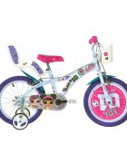 DINO BIKES Bicicleta pentru copii LOL 16 inch varsta 5-7 ani inaltimea 107-125 cm frana de mana pe ambele roti scaun si ghidon ajustabile spite metalice