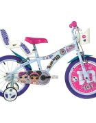 DINO BIKES Bicicleta pentru copii LOL 16 inch varsta 5-7 ani inaltimea 107-125 cm frana de mana pe ambele roti scaun si ghidon ajustabile spite metalice