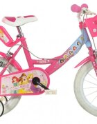DINO BIKES Bicicleta pentru fetite Disney Princess 16 inch varsta 6-8 ani si inaltimea de 107-138 cm frana de mana pe ambele roti cosulet si scaunel pentru papusa roti ajutatoare