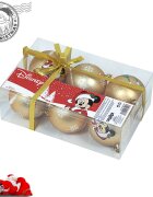 DISNEY Set 6 globuri brad Craciun Mickey Mouse aurii
